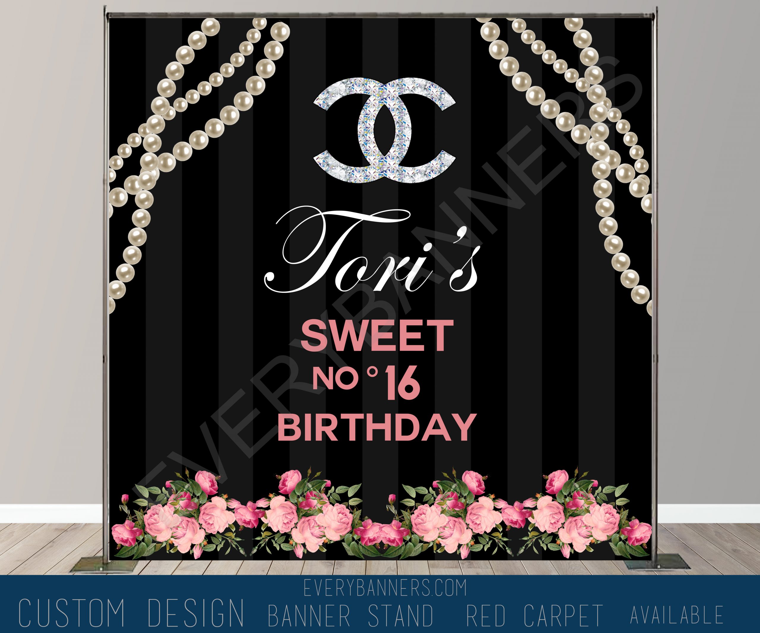 rose gold backdrop sweet 16 backdrop birthday backdrop Custom photo birthday backdrop diamonds sweet 16 step and repeat