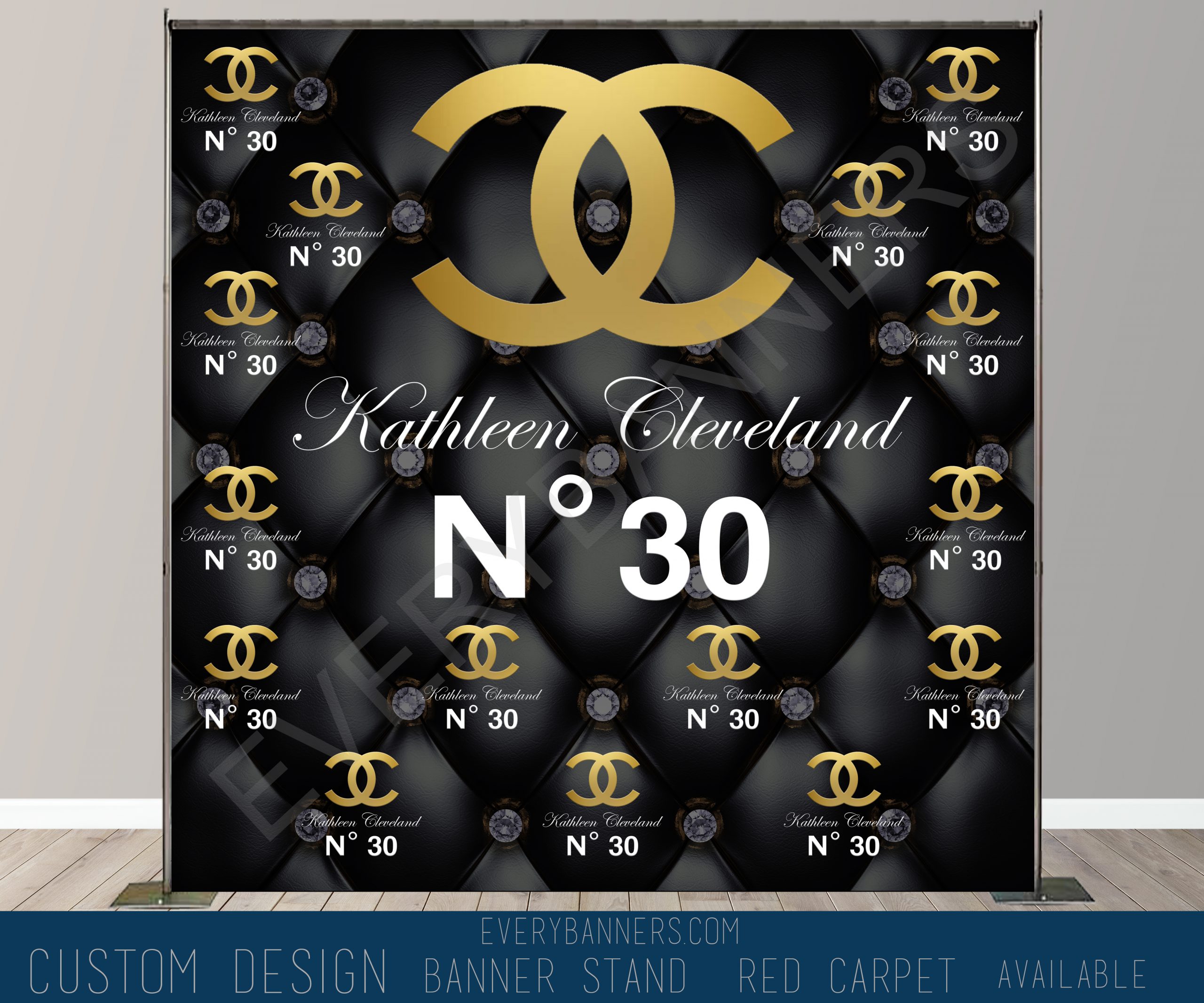 Chanel theme idea step and repeat backdrop