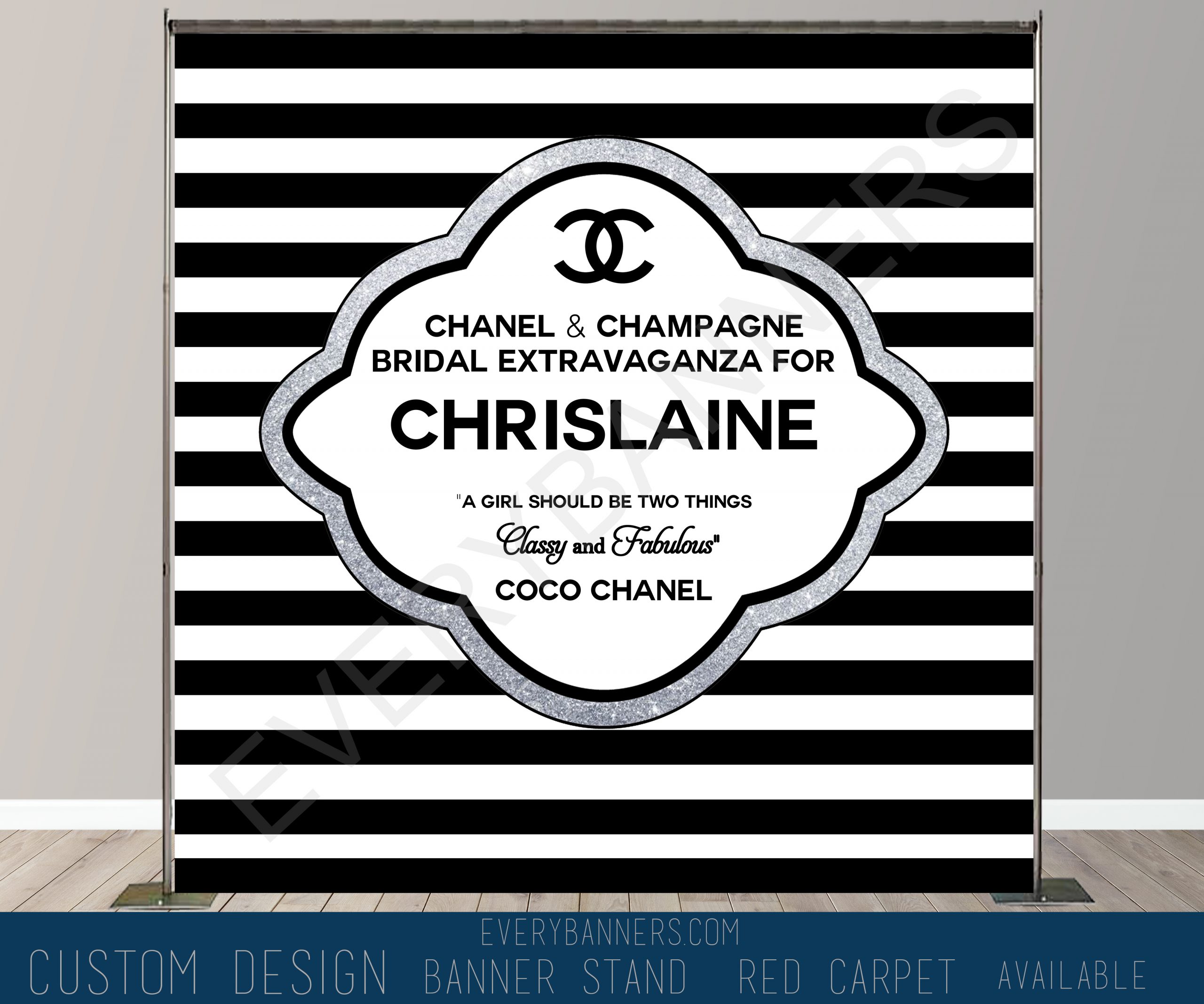 Chanel inspired themed Birthday Step and Repeat Backdrop
