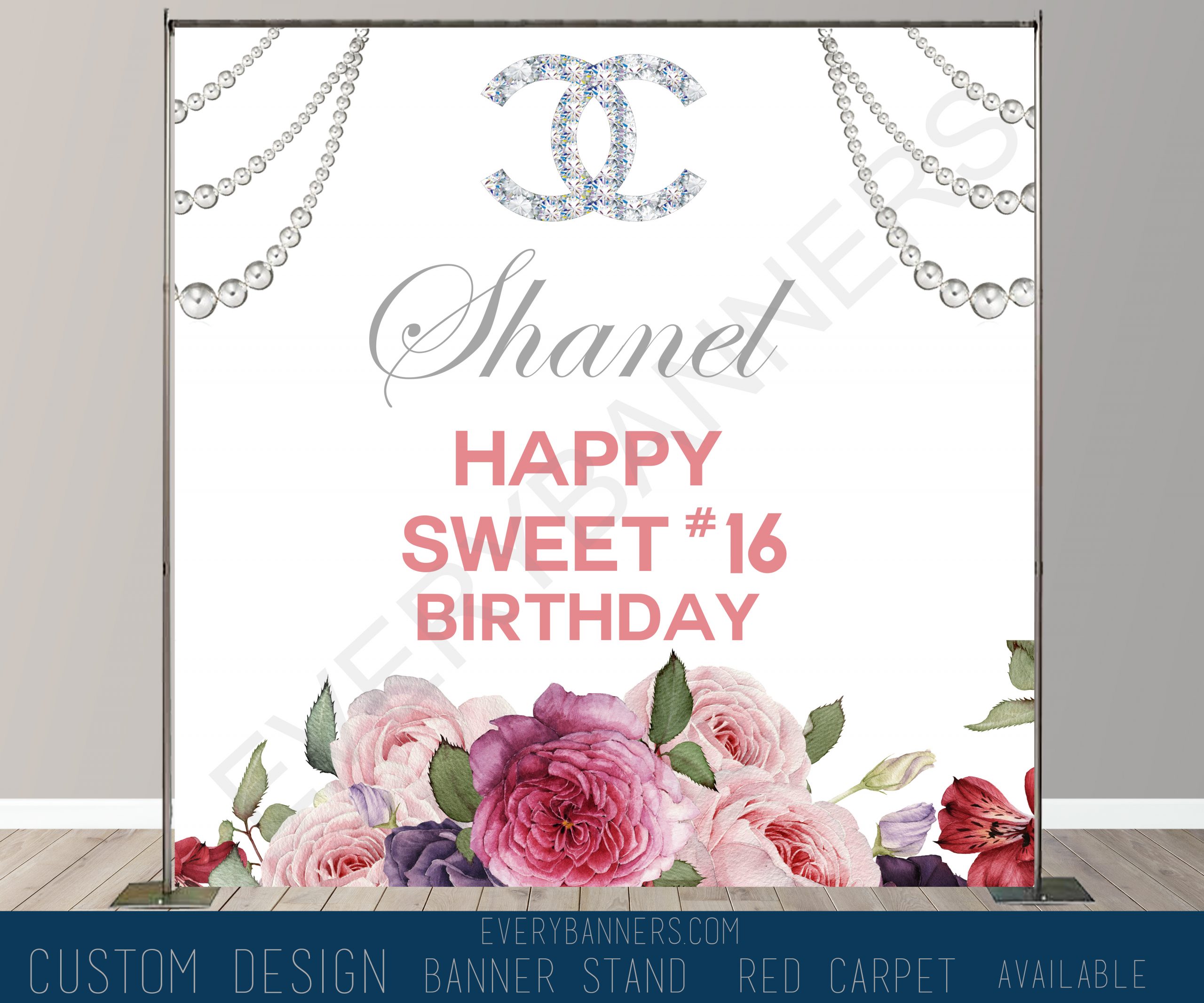 Chanel Sweet 16 Step and Repeat Personalize Backdrop